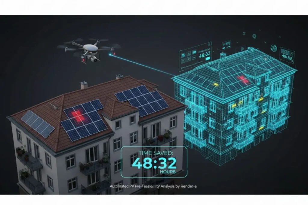 Revolutionizing Solar Panel Design: How Drone Measurement Delivers Hours of Time Savings - Render-a
