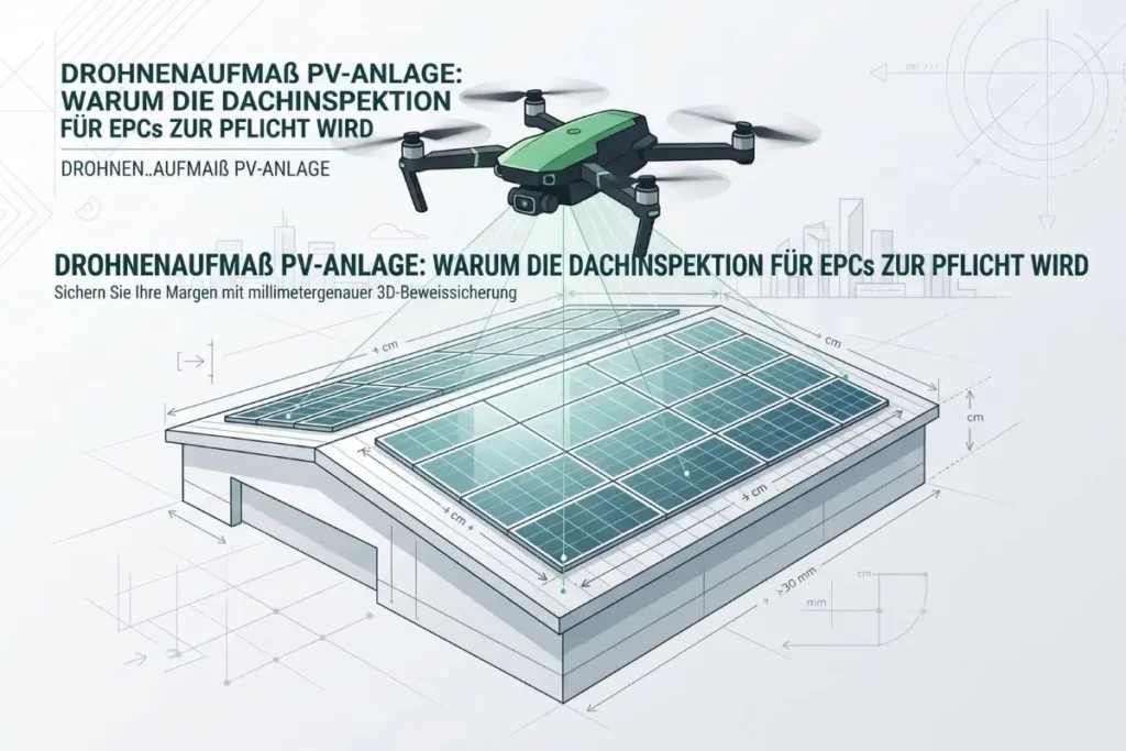 Drohnenaufmaß PV Anlage: Warum die Dachinspektion für EPCs zur inoffiziellen Pflicht wird - Render-a