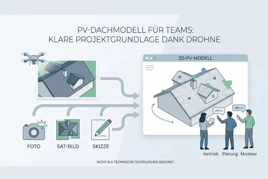 PV-Dachmodelle aus Drohnenbildern für die Projektvorbereitung - Render-a